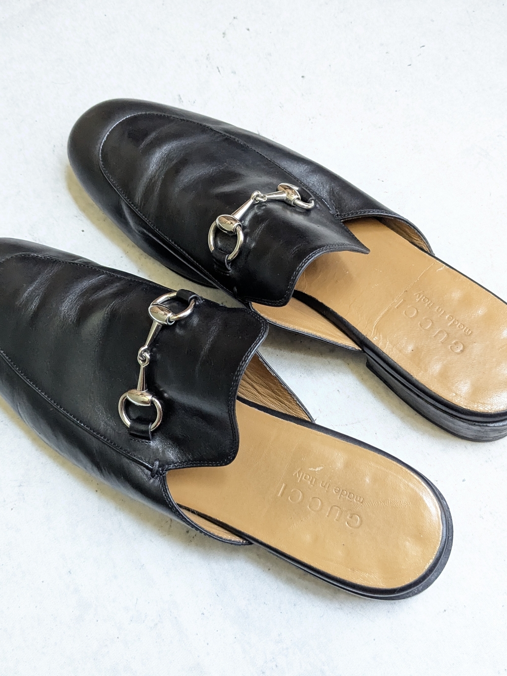 Gucci Men’s Black Leather Horsebit Loafer Mules Men US 8.5 Slip Ons - Picture 12 of 16